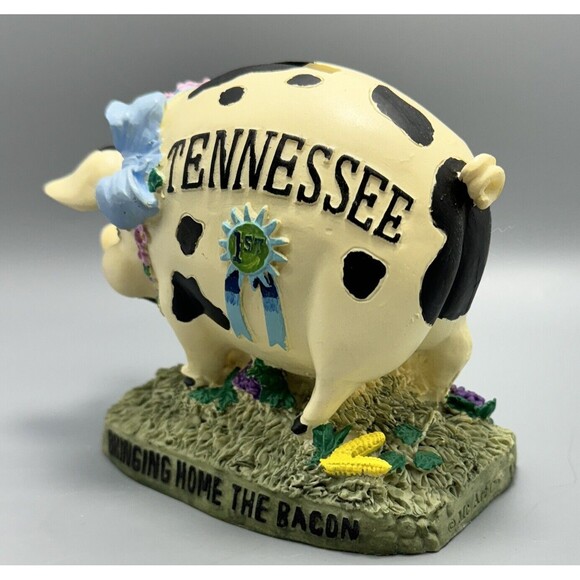 Tennessee Pig Piggy Bank Bringing Home The Bacon Blue Ribbon 1st Mc Art Co Farm - Picture 2 of 16